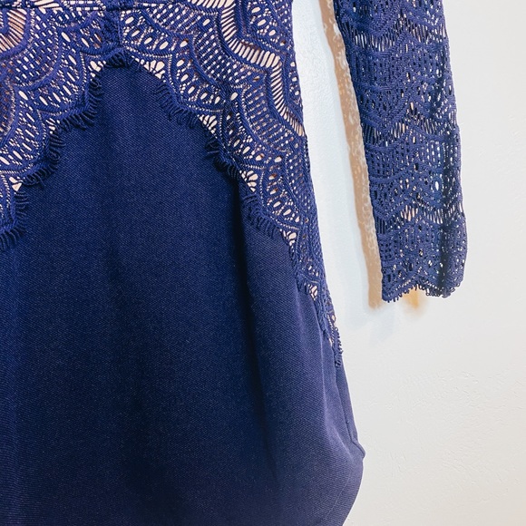 Blue and Nude Bodycon Dress - Picture 6 of 7